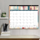 Blueline 12 Months Monthly Academic Desk Pad - August to July - 22" L x 17" W - Splash Design - Bilingual-Reinforced chipboard backer