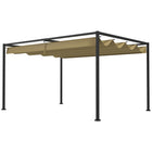 Outsunny Patio Pergola with Retractable Canopy - 13' x 10' - Khaki-Metal frame with powder coating in superior strength and great stability 