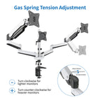 ShoppingAll Adjustable Triple Gas Spring Monitor Mount Desk Stand for 15"-32" Monitors - White-6