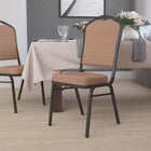 Flash Furniture HERCULES Series Crown Back Stacking Banquet Chair in Gold Diamond Patterned Fabric - Gold Vein Frame-Upholstered Seat and Back