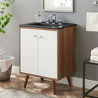 Modway Transmit 24" Bathroom Vanity - White/Black-Particleboard and Walnut Grain Veneer