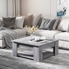 HOMCOM 2 Tier Modern Coffee Table with Shelf - Wood Grain-Colour: Wood Grain