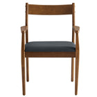 Modway Solara Vegan Leather Wood Dining Armchairs - Walnut/Black - 2 Pack-9