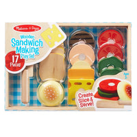 Melissa & Doug Sandwich-Making Wooden Play Food Set -16 wooden sandwich ingredients to stack your sandwich any way you like it