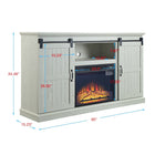 Manhattan Comfort Myrtle 60" Modern Fireplace - Black and Cream Oak - Set of 2-Includes 1 Electric Firebox, and 5 Shelves with 2 Sliding Doors on an Exposed Metal Glide. Packaging Includes 1 Additional Shelf for Option to Replace Firebox