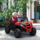 Qaba 24V 7AH Big Battery Powered Kids Ride Car with 2 Seater - Red-Spring suspension in the rear wheels smooths out rides on varied terrains 