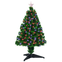 HOMCOM 2.5' Pre-Lit Artificial Tabletop Christmas Tree - Geen-2.5ft tall artificial Christmas tree in a realistic tree style with star top light 