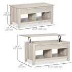 HOMCOM Lift Top Coffee Table with Hidden Storage and Open Shelves - Oak-Adjustable desk platform to meet your different needs