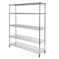 Seville Classics 5-Tier Steel Wire Shelving Rack - 60" L x 24" W x 72" H - Chrome-Dimension: 60" W x 24" D x 72" H