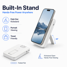 Rwan 10,000 mAh Magnetic Wireless Power Bank With Stand, USB-C Cable and Apple Watch Charger - White-Integrated Apple Watch charger provides an additional charging option
