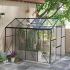 Outsunny Polycarbonate Greenhouse with Sliding Door - 6' x 8' - Made from 4 mm twin-wall polycarbonate sheets and powder-coated aluminium alloy frame
 