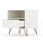 Manhattan Comfort Rockefeller 20.08" Mid-Century Modern 1-Drawer Nightstand - White-11 Lb. Capacity per Shelf and Drawer