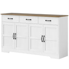 HOMCOM 55.1" L Sideboard Buffet Cabinet with Storage - White-Three drawers and two cabinets enhance storage options