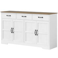 HOMCOM 55.1" L Sideboard Buffet Cabinet with Storage - White-Three drawers and two cabinets enhance storage options