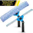 Gritt Commercial Swivel Window Washing Kit - 14" Squeegee - 14" Washer-Handle swivels 180° to reach tight corners, edges and sills