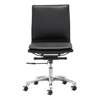 Zuo Lider Plus Armless Office Chair - Black-Plush and durable faux leather fabric