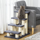 PawHut 4-Tier Pet Stairs with Scatching Post - Dark Grey-Scratching posts are wrapped with sisal ropes and is also wear resistant and durable 