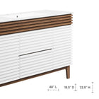 Modway Render 48" Single Sink Bathroom Vanity - White/Walnut/White-Tapered Wood Legs