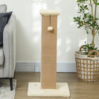PawHut 32" Cat Scratching Post with Sisal Teasing Ball - Beige-Colour: Beige 