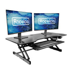 Rocelco 45" Height Adjustable Standing Desk Riser with Slide Out Retractable Keyboard Tray-Keyboard tray is 28.7" wide x 9.6" deep