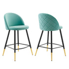 Modway Cordial Performance Velvet Counter Stools - Mint - Set of 2-Retro Modern Counter Stools