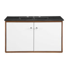 Modway Transmit 36" Wall-Mount Bathroom Vanity - Walnut/Black-Dual Soft-Close Doors