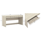 Manhattan Comfort Novara 60" Contemporary 2-Drawer Writing Desk - Whitewashed Oak-Textured Drawer Fronts: Vertical fluted detailing adds visual interest and a refined, modern look