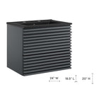 Modway Render 24" Wall-Mount Bathroom Vanity - Grey/Black-Wall-Mount Design