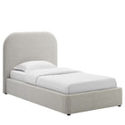 Modway Keynote Upholstered Fabric Curved Twin Platform Bed - Heathered Weave Light Grey-MDF Frame