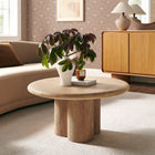 Modway Tori 31" Indoor/Outdoor Round Coffee Table - Travertine-Three-Pillar Pedestal Base