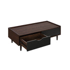 Manhattan Comfort Duane 47.24" Mid-Century Modern Coffee Table - Dark Brown and Black-Open Curve Handle Design