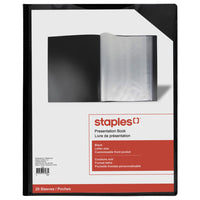 Staples Presentation Book with 20 Pockets - Black-20 clear pockets to display projects or pictures