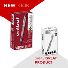 uniball Vision Elite Rollerball Pen - 0.8mm - Black - 12 Pack-Airplane-safe ink prevents leakage even when cabin pressure changes