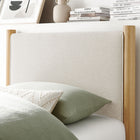 Modway Maven Twin Size Fabric Upholstered Platform Bed - Ivory Oak-Upholstered Headboard and Footboard