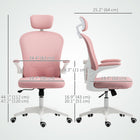 Vinsetto Mesh Office Chair with Headrest and 4D Lumbar Support - Pink-The headrest can move up or down, and rotate