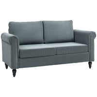 HOMCOM Loveseat Sofa with Curved Armrests - Grey-Corduroy-feel fabric offers a luxuriously soft and comfortable texture