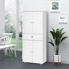 HOMCOM 72" H Kitchen Pantry Cabinet with Drawer, 4 Doors and 3 Adjustable Shelves - White-Ample storage space includes 2 door cabinets and a wide drawer 