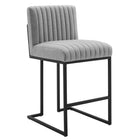Modway Indulge Channel Tufted Fabric Counter Stools - Light Gray - Set of 2-Dense Foam Padding