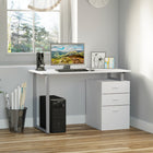HOMCOM 47.2" Computer Desk with Multi-Use Reversible File Drawer - White-The filing cabinet features 3 drawers, storage drawers and a file drawer to store all your office supplies and documents