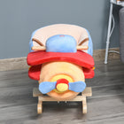 Qaba Baby Plane Design Rocking Horse - Red-Durable wood base ensures rocking back & forth securely and comfortably 
