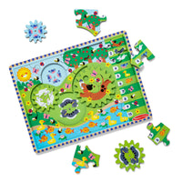Melissa & Doug 24-Piece Wooden Animal Chase Jigsaw Spinning Gear Puzzle-Animal Chase Jigsaw