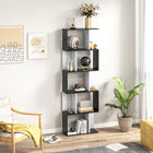 HOMCOM 5-Tier Geometric Bookshelf - Black-Doubles as a bookshelf or room divider with an open-back design