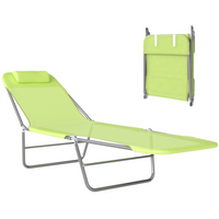 Outsunny Outdoor Lounge Chair - Folding Adjustable Reclining Chair - Green-Great for garden, balcony, swimming pool, beach and more