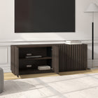Hudson&Canal Marion Rectangular Fluted TV Stand for TV's up to 75" - Brown Oak-Clean with a soft, dry cloth and no harsh chemicals or abrasive cleaning materials