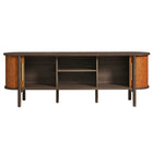 Modway Coralie Curved 71" Vegan Leather Oval TV Stand - Walnut Tan-8