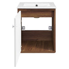 Modway Transmit 18" Wall-Mount Bathroom Vanity - Walnut/White-8