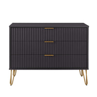 Manhattan Comfort DUMBO 35.19" Modern Dresser - Black-Modern-Contemporary with a taste of Glam - Dresser for Bedroom and Living Room Use.