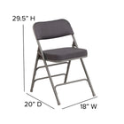 Flash Furniture HERCULES Series Premium Curved Triple Braced & Double Hinged Grey Fabric Metal Folding Chairs - 4 Pack-Non-Marring Floor Glides