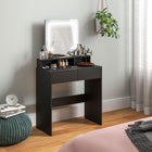 HOMCOM Makeup Vanity Desk with Mirror and Lights - 29.5" L x 15" W x 53.1" H - Black-Touch sensor controls for easy light adjustments 