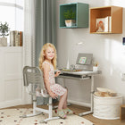 Qaba Kids Desk & Chair Set Height Adjustable Student Writing Desk - Grey-Your kids can also adjust the angle of the tabletop up to 45°
